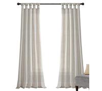 Lush Decor Burlap Knotted Tab-Top Window Curtain Panel Pair, 45" W x 95" L, Light Linen