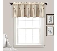 Lush Decor Button Window Curtain Valance, 18" L x 52" W, Dark Linen