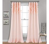 Lush Decor Circle Dream Window Curtains Panel Set for Living, Dining Room, Bedroom (Pair), 54" W x 84" L, Blush