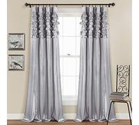 Lush Decor Circle Dream Window Curtains Panel Set for Living, Dining Room, Bedroom (Pair), 54" W x 84" L, Light Gray