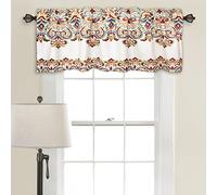 Lush Decor Clara Valance Paisley Damask Print Bohemian Style Single Curtain, 52" W x 18" L, Turquiose & Tangerine