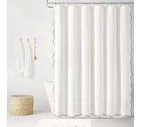 Lush Decor Coastal Chic Scallop Edge Linen Textured Shower Curtain Gray/White Single 72x72 - Elegant Affordable Luxury Chic Charm for Bathroom Decor