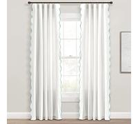 Lush Decor Coastal Chic Scallop Edge Window Curtain Panel Pair, 52" W x 84" L, Blush & Off-White
