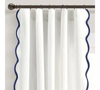 Lush Decor Coastal Chic Scallop Edge Window Curtain Panel Pair, 52" W x 84" L, Gray & Off-White
