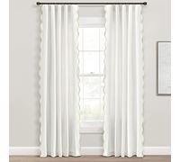 Lush Decor Coastal Chic Scallop Edge Window Curtain Panel Pair, 52" W x 84" L, Gray & Off-White
