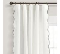 Lush Decor Coastal Chic Scallop Edge Window Curtain Panel Pair, 52" W x 84" L, Gray & White
