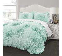 Lush Decor Comforter Set, Cotton, Aqua, Full/Queen