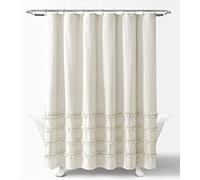 Lush Decor Cotton Shower Curtain Striped Yarn Dyed Neutral 72" x 72"