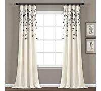 Lush Decor Curtain Flower Drop Window Panel (Single), 84” x 42”, Purple and Ivory