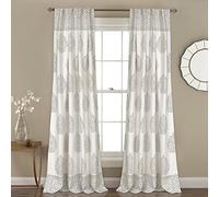 Lush Decor Curtains Room Darkening Window Panel Set for Living, Dining, Bedroom (Pair), Polyester, Grey, 52" W x 84" L (Pack of 2)
