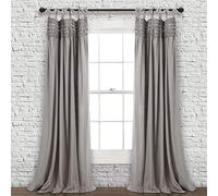 Lush Decor Curtains Ruffle Window Panel Set for Living, Dining, Bedroom (Pair), Polyester, Grey, 40" W x 84" L (Pack of 1)