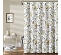 Lush Decor Cynthia Jacobean Shower Curtain, 72" x 72", Yellow & Gray