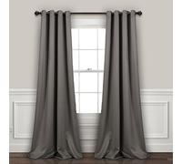 Lush Decor, Dark Gray Curtains-Grommet Panel with with Insulated Blackout Lining, Room Darkening Window Set (Pair), 120" L