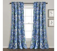 Lush Decor Dolores Light Filtering Window Curtain Panel Pair, 84" L x 52" W, Blue & Green