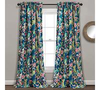 Lush Decor Dolores Light Filtering Window Curtain Panels Navy/Multi 52x108+2 Set