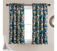 Lush Decor Dolores Light Filtering Window Curtain Panels Navy/Multi 52x63+2 Set