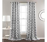 Lush Decor Edward Trellis Curtains Light Filtering Window Panel Set for Living, Dining, Bedroom (Pair), Gray, 52" W x 84" L