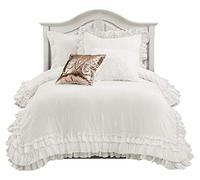 Lush Decor Ella Shabby Chic Ruffle Lace 2 Piece Comforter Set, Twin-XL, White, Polyester Blend