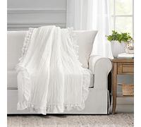 Lush Decor Ella Shabby Chic Ruffle Lace Blanket, 60" x 50", White