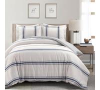 Lush Decor Farmhouse Stripe, Cotton, Navy, King
