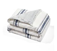 Lush Decor Farmhouse Stripe Throw - Reversible Ticking Pinstripe Design Blanket, 50" x 60", Navy