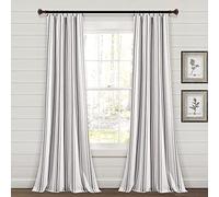 Lush Decor Farmhouse Stripe Yarn Dyed Cotton Window Curtain Panel Pair, 42" W x 84" L, Gray - Classic Modern Rustic Charm - Eco Friendly Cotton Fabric