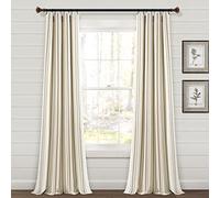 Lush Decor Farmhouse Stripe Yarn Dyed Cotton Window Curtain Panels Neutral 42X84 Set