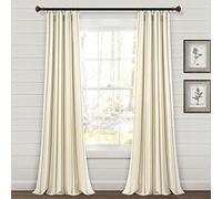 Lush Decor Farmhouse Stripe Yarn Dyed Cotton Window Curtain Panels Yellow/Gray 42X84 Set