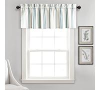 Lush Decor Farmhouse Stripe Yarn Dyed Recycled Cotton Window Curtain Valance, 18" L x 52" W, Blue - Classic Modern Rustic Charm - Eco Friendly Cotton Fabric