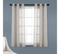 Lush Decor Farmhouse Textured Grommet Sheer Window Curtain Panel Pair, 63" L x 38" W, Gray