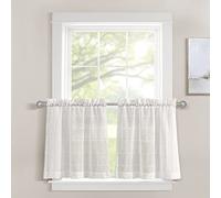 Lush Decor Farmhouse Textured Sheer Kitchen Window Curtain Tiers Set, 29" W x 36" L, White