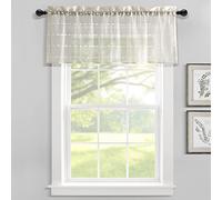 Lush Decor Farmhouse Textured Sheer Window Curtain Valance, 18" L x 52" W, Beige