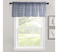 Lush Decor Farmhouse Textured Sheer Window Curtain Valance, 52" W x18 L, Navy