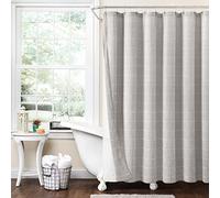Lush Decor Farmhouse Textured Sheer with Peva Lining 2 Piece Shower Curtain Set, 72" x 72", Gray