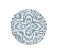 Lush Decor Farmhouse Ticking Stripe Yarn Dyed Pleated Decorative Pillow, 14" Round, Blue