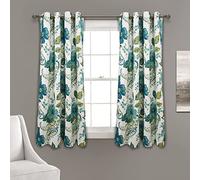 Lush Decor Floral Paisley Light Filtering Window Curtain Panel Pair, 45" L x 52" W, Blue & Green