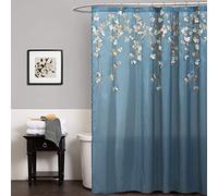 Lush Decor Flower Drops Shower Curtain, 72 by 72-Inch, Federal Blue/White