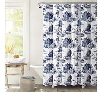 Lush Decor French Country Toile Shower Curtain, 72" x 72", White & Blue