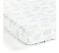 Lush Decor Goodnight Little Moon Clouds Soft & Plush Fitted Crib Sheet, 52"x 28" x 9", Blue
