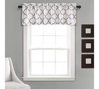 Lush Decor, Gray Bellagio Room Darkening Trellis Geometric Design Window Curtain Valance for Living, Dining, Bedroom, 52” x 18