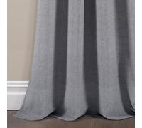 Lush Decor Gray Farmhouse Woven Cotton Window Curtain Panel Set, Button Stripe, Yarn Dyed (84" x 40")
