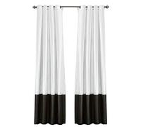 Lush Decor Gray Prima Window Curtains Panel Set for Living, Dining Room, Bedroom (Pair), 54 x 84-inch, 54" W x 95" L, White & Black