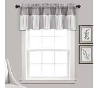 Lush Decor Grey & Cream Linen Farmhouse Valance 18" x 84"
