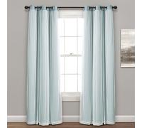 Lush Décor Grommet Sheer Panels with Insulated Blackout Lining Blue Set 38X84
