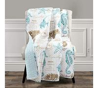Lush Decor Harbor Life Throw Blanket, 60" x 50", Blue and Taupe