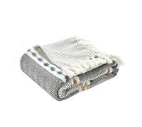 Lush Decor Herringbone Stripe Yarn Dyed Cotton Woven Tassel Blanket, 60" x 50", Black