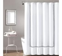 Lush Decor Hotel Collection Shower Curtain, 72" x 72", White & Navy