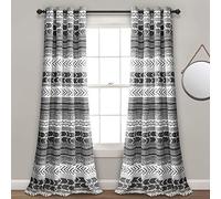 Lush Decor Hygge Geo Light Filtering Window Curtain Panel Pair, 84" x 52", Black & White