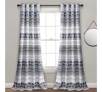 Lush Decor Hygge Geo Room Darkening Window Curtain Panel Pair, 84" x 52", Navy & White, 52" W x 84" L (Pack of 1)