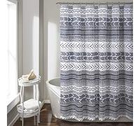 Lush Decor Hygge Geo Shower Curtain, 72" x 72", Navy and White